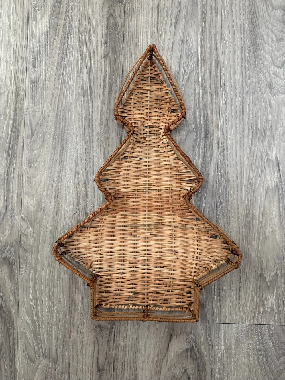 Handwoven Rattan Decorative Christmas Tree Platter for hosting or decor